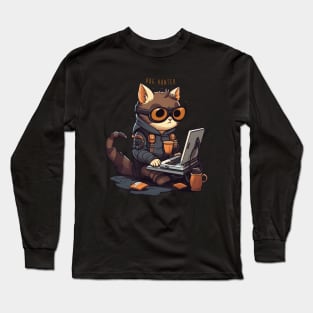 Funny Programmer Cute Cat Bug Hunter Long Sleeve T-Shirt